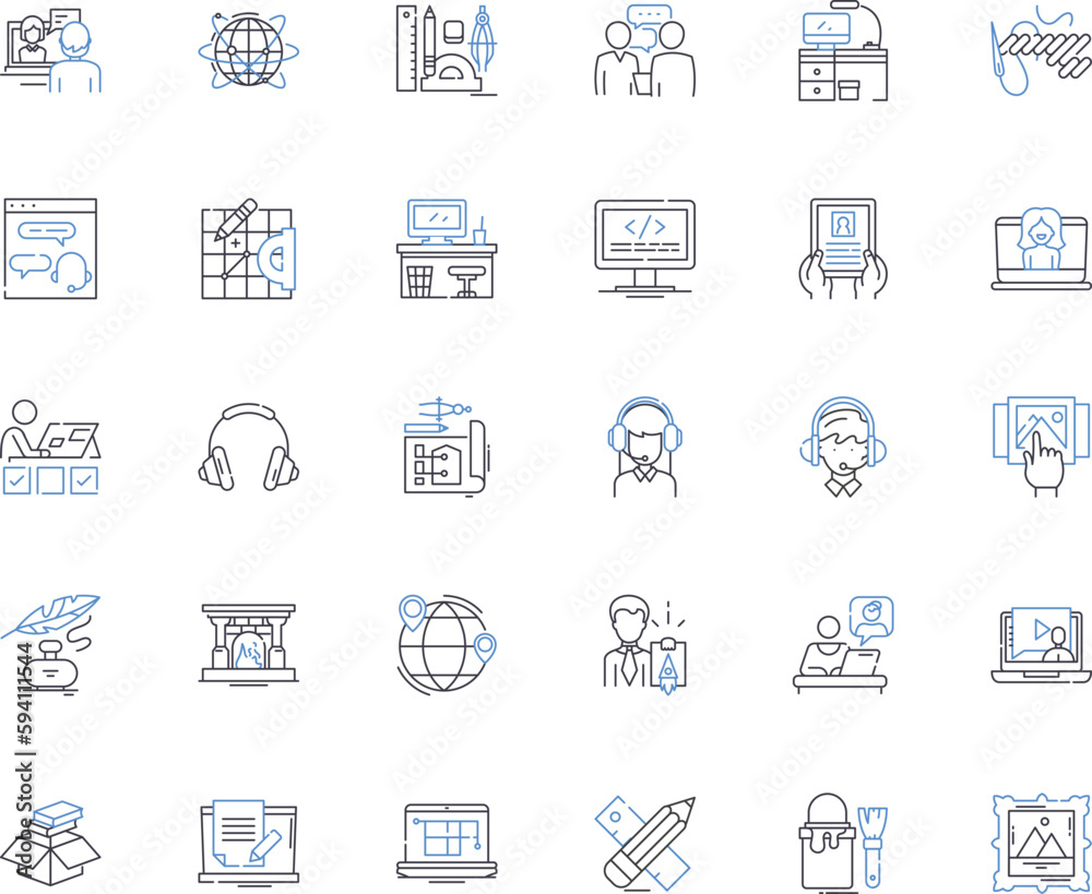 Self-enterpreneur line icons collection. Passion, Innovation, Resilience, Dedication, Creativity, Ambition, Empowerment vector and linear illustration. Risk-taking,Hustle,Self-motivation outline signs