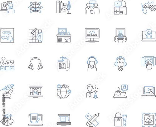 Self-enterpreneur line icons collection. Passion, Innovation, Resilience, Dedication, Creativity, Ambition, Empowerment vector and linear illustration. Risk-taking,Hustle,Self-motivation outline signs