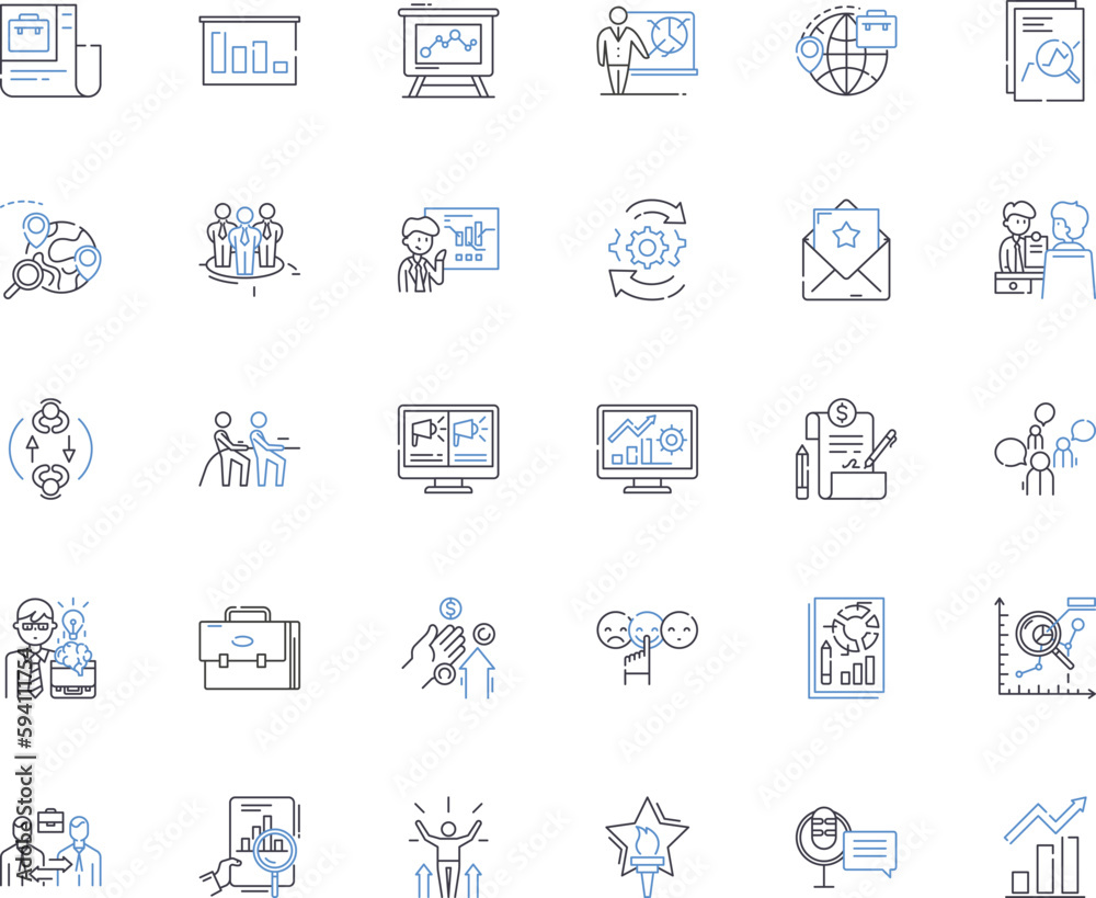 Commercial progress line icons collection. Innovation, Growth, Development, Expansion, Advancement, Breakthrough, Success vector and linear illustration. Prosperity,Efficiency,Improvement outline