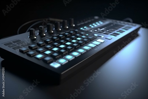 3d rendering midi controller hardware software musical instrument digital interface control perspective view. Generative AI photo