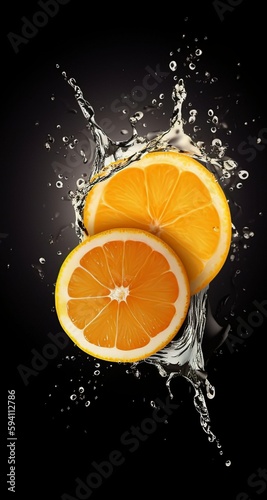 orange fruits slice with water splash