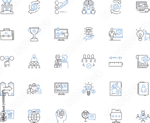 Progression line icons collection. Growth, Advancement, Development, Improvement, Movement, Evolution, Forward vector and linear illustration. Success,Fluidity,Enhancement outline signs set