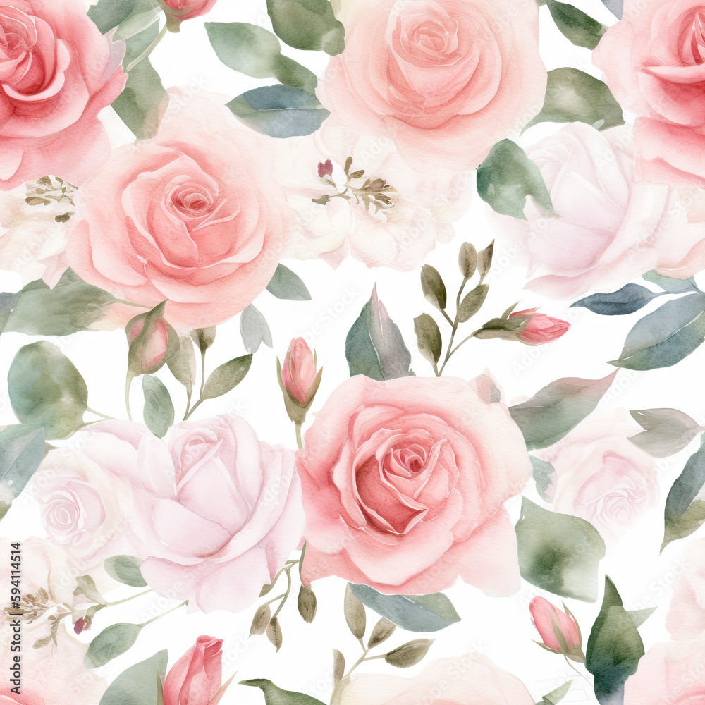 Nature rose flower pattern design line, arts. Hand drawn outline design for fabric , print, cover, banner and invitation . Generative ai.