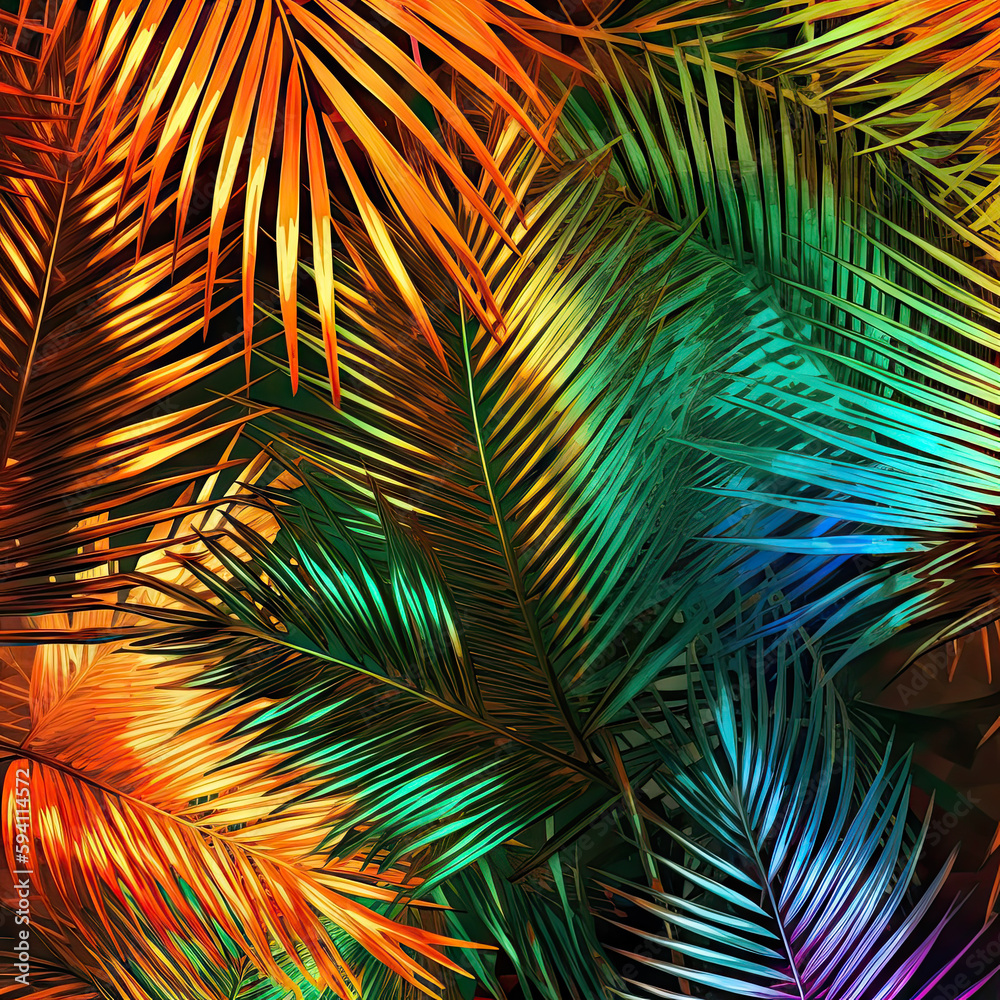 Fototapeta premium Nature tropical leaves pattern design line, arts. Hand drawn outline design for fabric , print, cover, banner and invitation . Generative ai.