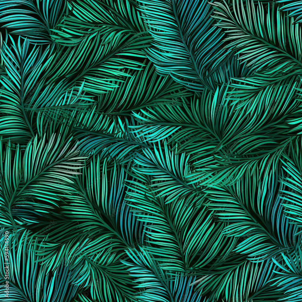 Nature tropical leaves pattern design line, arts. Hand drawn outline design for fabric , print, cover, banner and invitation . Generative ai.