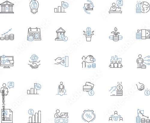 Wealth unit line icons collection. Prosperity, Abundance, Riches, Fortune, Materialism, Capital, Assets vector and linear illustration. Income,Savings,Investments outline signs set