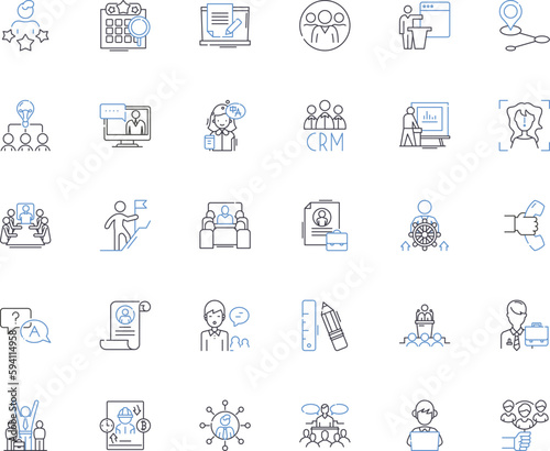 Worker system line icons collection. Labor, Employment, Workforce, Staffing, Job, Occupation, Workload vector and linear illustration. Task,Shift,Career outline signs set