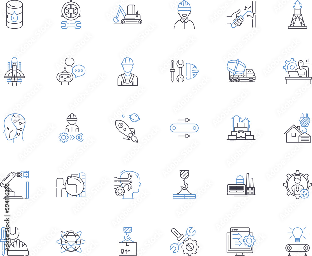 Economic line icons collection. Inflation, Recession, Growth, Poverty, Unemployment, Globalization, Market vector and linear illustration. Trade,Prosperity,Debt outline signs set