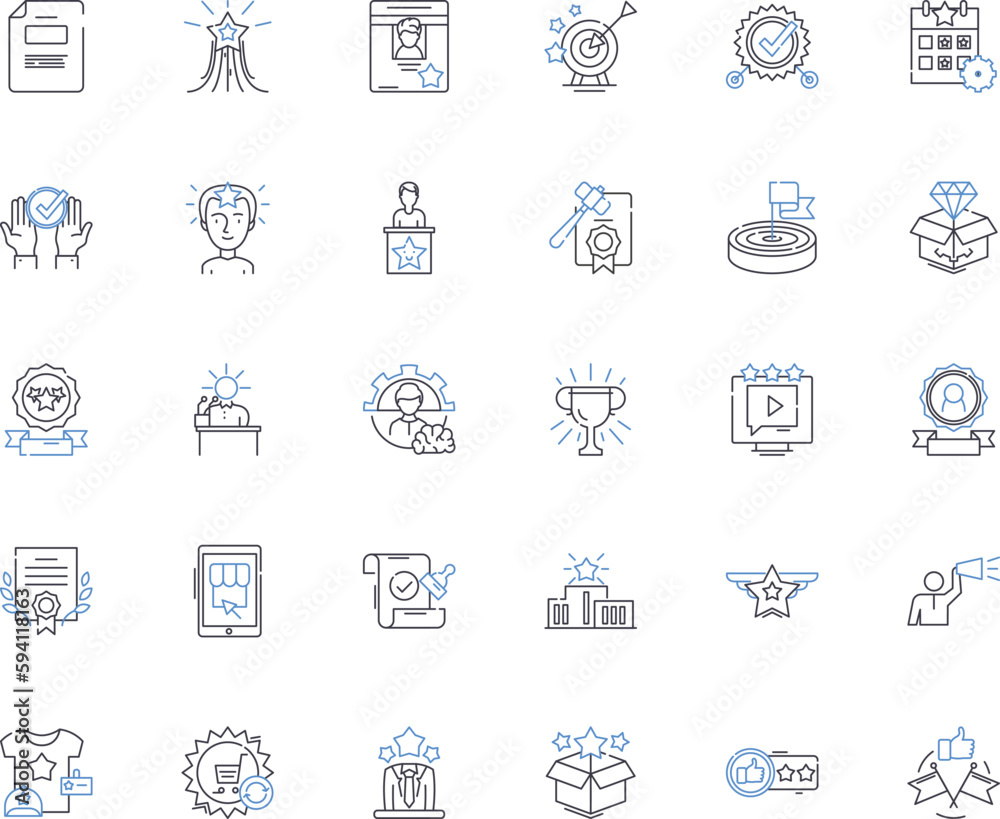 Prizes line icons collection. Rewards, Gifts, Trophies, Awards, Honors, Medals, Tokens vector and linear illustration. Souvenirs,Incentives,Bonuses outline signs set
