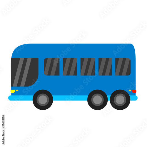 blue color bus illustration in flat style for children's book.blue color bus illustration in flat style for children's book.