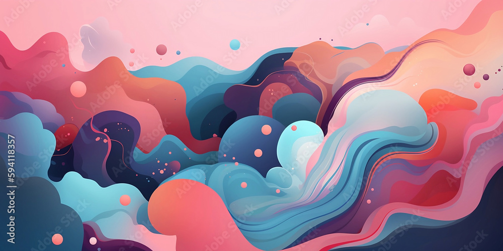 colored abstract background, movement and shapes, pastel colors