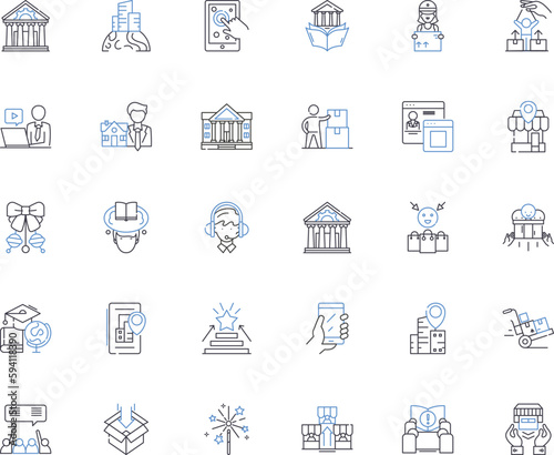 Postal delivery within cities line icons collection. Courier, Parcel, Letter, Package, Postman, Delivery, Mailbox vector and linear illustration. Dispatch,Drop-off,Transit outline signs set