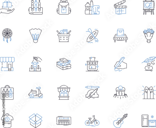 Clothing industry line icons collection. Fashion, Textile, Apparel, Style, Couture, Design, Sewing vector and linear illustration. Manufacturing,Garments,Accessories outline signs set