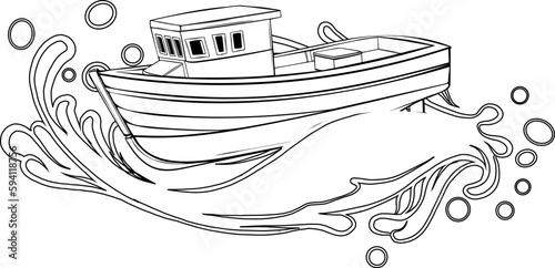 silhouette ship boat yacht transportation icon vector illustration logo template