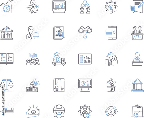 Capital economy line icons collection. Investment, Capitalism, Wealth, My, Finance, Markets, Revenue vector and linear illustration. Profit,Interest,Trade outline signs set