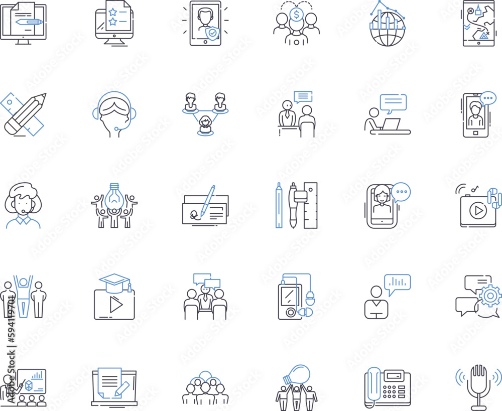 Neighbourhood citizens line icons collection. Community, Diversity, Inclusion, Unity, Collaboration, Empathy, Support vector and linear illustration. Volunteerism,Leadership,Fellowship outline signs
