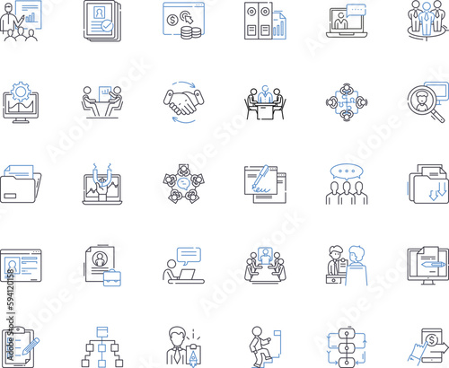 Enterprise line icons collection. Growth, Leadership, Innovation, Strategy, Collaboration, Empowerment, Efficiency vector and linear illustration. Resilience,Performance,Agility outline signs set