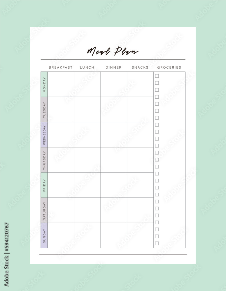 meal plan. Plan you food day easily. Vector illustration. meal plan. Plan you food day easily. Vector illustration.