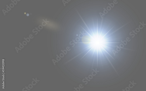 Lens flare, digital and isolated on transparent background with sunshine art, flash or glow graphic design. Big Bang, star or shine pattern in sky on dark or gray png, mockup and space