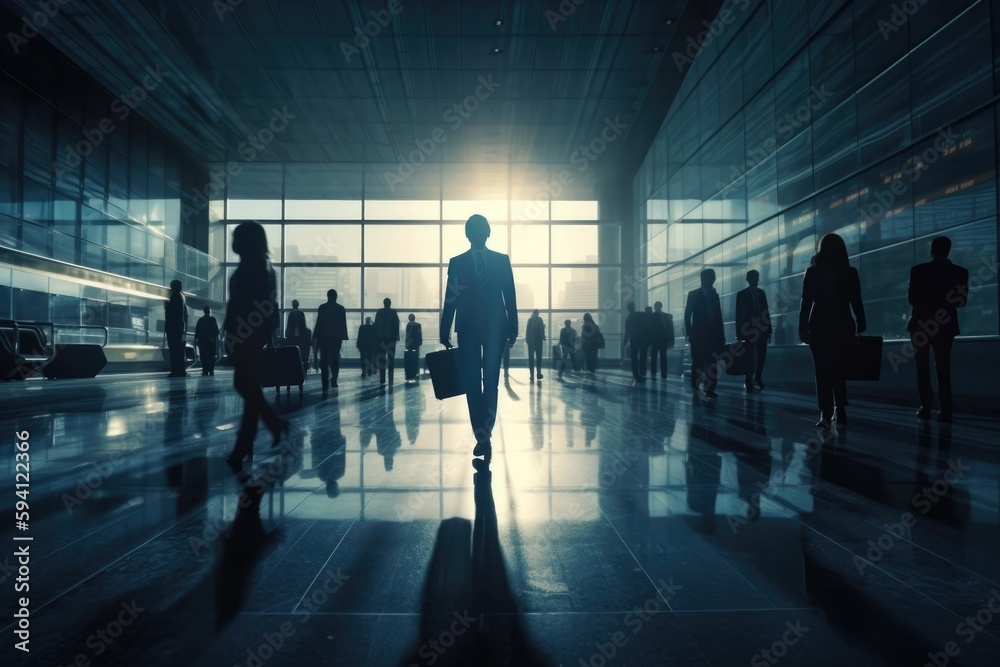 Silhouette of business people at the airport