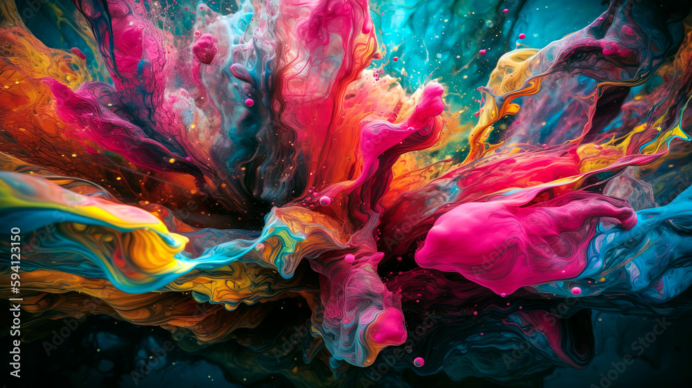 Close - up of vibrant and swirling colors of oil mixed with water.