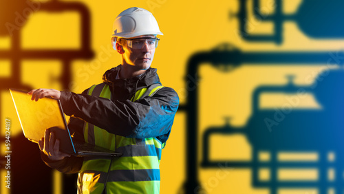 Man engineer. Worker opens ...
