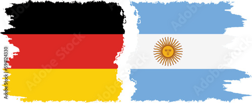 Argentina and Germany grunge flags connection vector