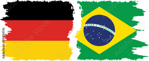 Brazil and Germany grunge flags connection vector