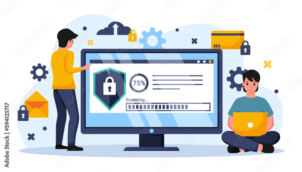 Digital data protection design vector. Cyber security illustration background. Cloud computing network safety concept Digital data protection design vector. Cyber security illustration background. Cloud computing network safety concept