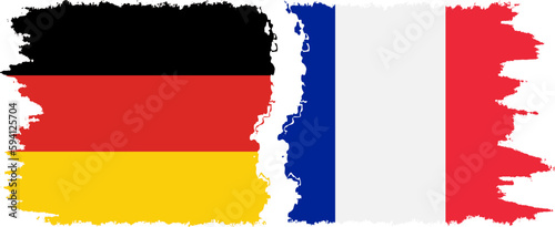 France and Germany grunge flags connection vector