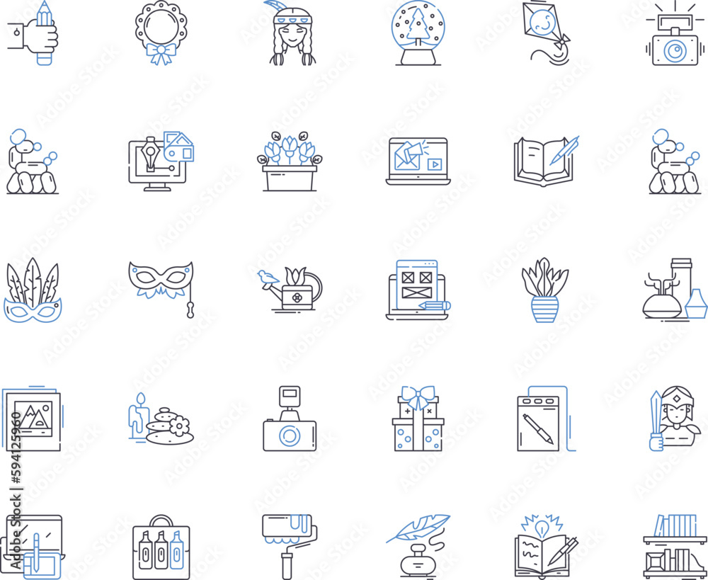 Resourceful line icons collection. Creative, Adaptable, Inventive, Versatile, Clever, Skilled, Innovative vector and linear illustration. Tactical,Ingenious,Practical outline signs set