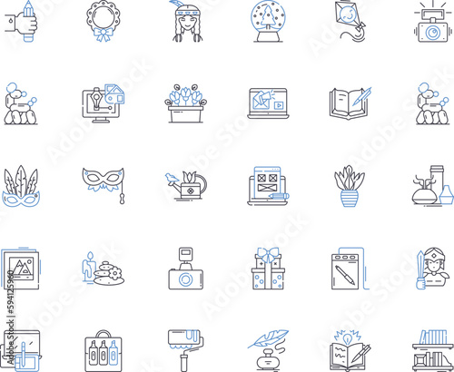 Resourceful line icons collection. Creative, Adaptable, Inventive, Versatile, Clever, Skilled, Innovative vector and linear illustration. Tactical,Ingenious,Practical outline signs set