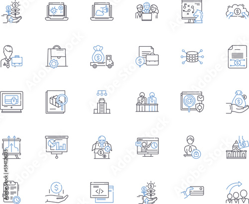 Amalgamation line icons collection. Fusion , Consolidation , Combination , Integration , Mixture , Blending , Merger vector and linear illustration. Synthesis ,Unification ,Cohesion outline signs set