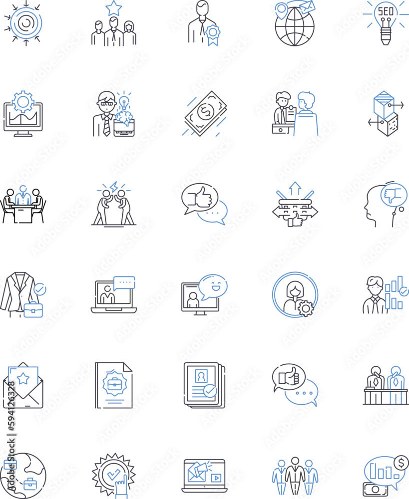 Succession planning line icons collection. Strategy, Talent, Leadership, Development, Management, Future-proofing, Continuity vector and linear illustration. Legacy,Benchmarks,Performance outline