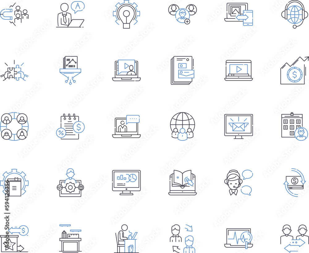 Convention line icons collection. Assembly, Delegates, Symposium, Forum, Congress, Meeting, Conference vector and linear illustration. Gathering,Plenary,Session outline signs set