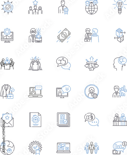 Succession planning line icons collection. Strategy  Talent  Leadership  Development  Management  Future-proofing  Continuity vector and linear illustration. Legacy Benchmarks Performance outline
