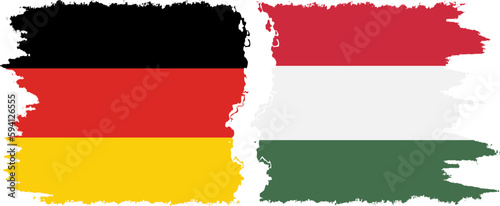 Hungary and Germany grunge flags connection vector