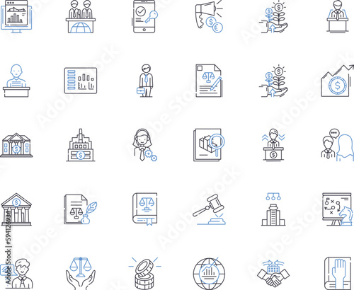 Investment bank line icons collection. Finance, Securities, Capital, Credit, Stocks, Bonds, Mergers vector and linear illustration. Acquisitions,Assets,Portfolio outline signs set