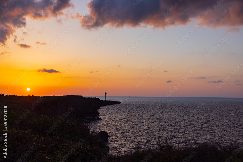 沖縄-残波岬の夕陽-03