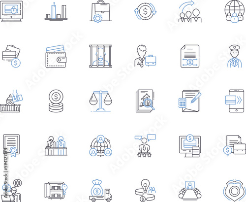 Banking organization line icons collection. Savings, Loans, Investments, Deposits, Capital, Interest, Credit vector and linear illustration. Finance,Trust,Security outline signs set