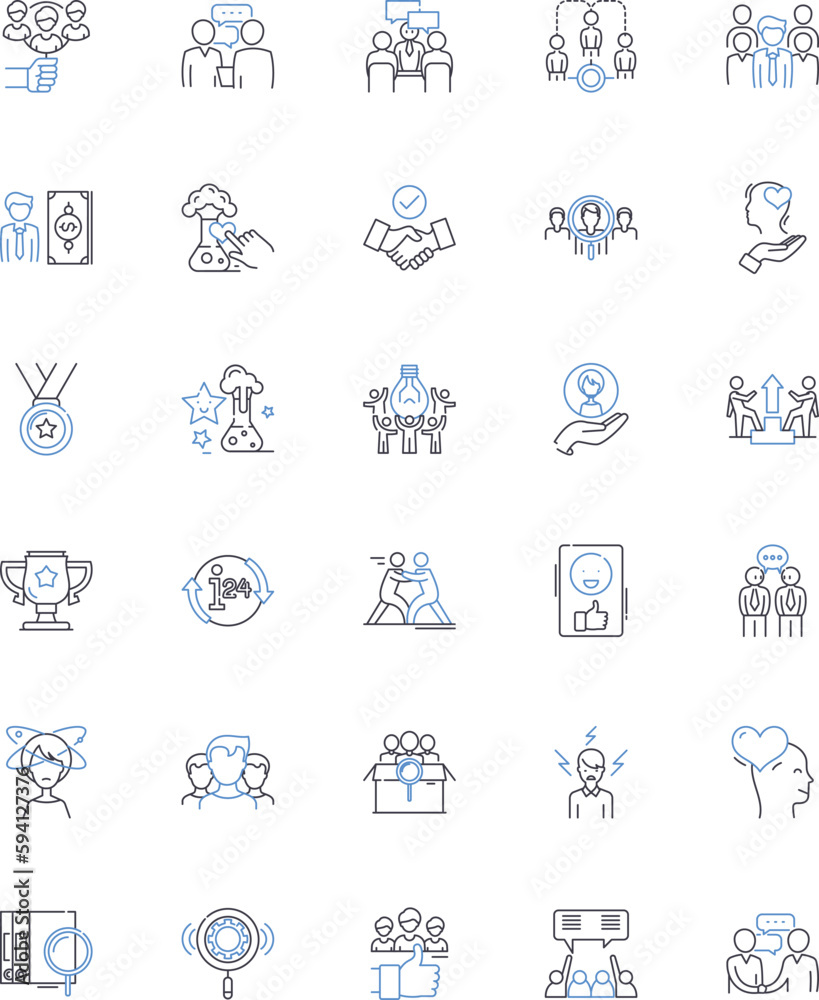 Collective education line icons collection. Collaboration, Learning, Empowerment, Shared, Synergy, Community, Inclusive vector and linear illustration. Progressive,Mutual,Co-creation outline signs set