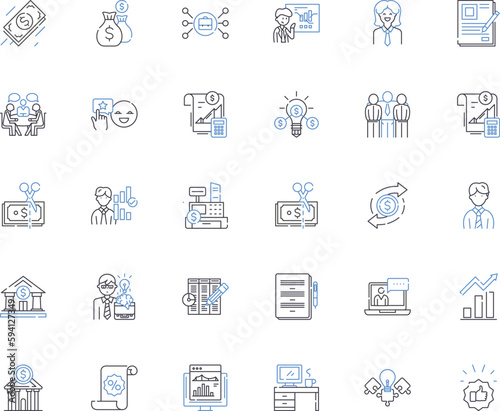 Index funds line icons collection. Diversification, Passive, Low-cost, Indexing, Equities, Stocks, Bonds vector and linear illustration. Returns,Benchmarking,Tracking outline signs set