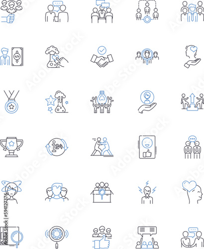 Collective education line icons collection. Collaboration, Learning, Empowerment, Shared, Synergy, Community, Inclusive vector and linear illustration. Progressive,Mutual,Co-creation outline signs set