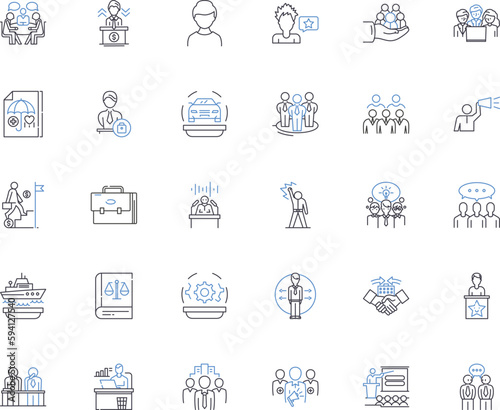 Regulation line icons collection. Compliance, Oversight, Enforcement, Standards, Governance, Authority, Mandate vector and linear illustration. Restrictions,Control,Directive outline signs set