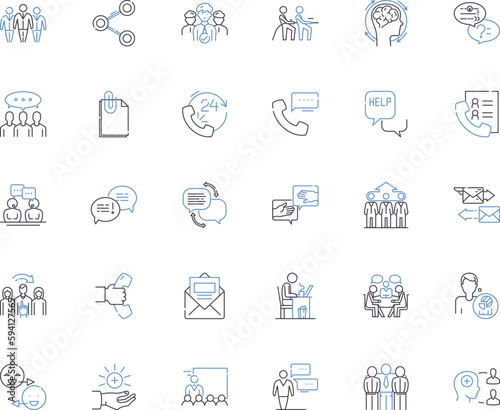 Digital support line icons collection. Assistance, Helpdesk, Solutions, Service, Maintenance, Repair, Troubleshooting vector and linear illustration. Upgrade,IT,Remote outline signs set