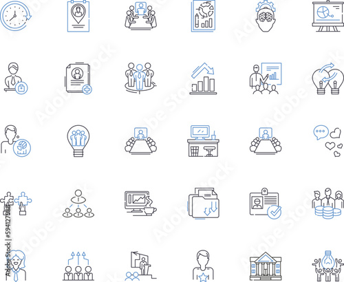 Independent collaboration line icons collection. Synergy, Self-reliance, Creativity, Cooperation, Autonomy, Trust, Interdependence vector and linear illustration. Partnership,Freedom,Unity outline