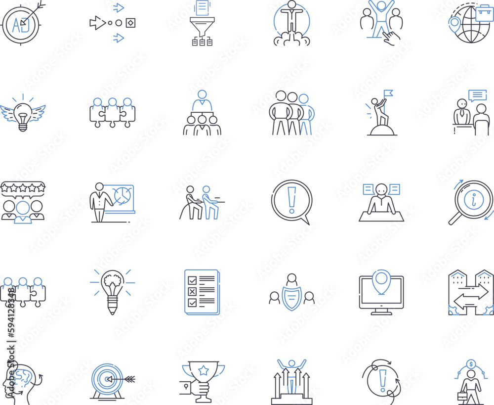 Firm development line icons collection. Growth, Strategy, Expansion, Innovation, Sustainability, Succession, Leadership vector and linear illustration. Culture,Efficiency,Collaboration outline signs
