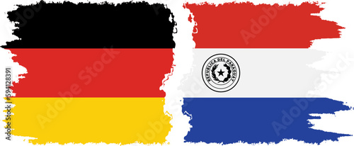Paraguay and Germany grunge flags connection vector
