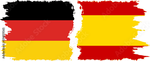 Spain and Germany grunge flags connection vector