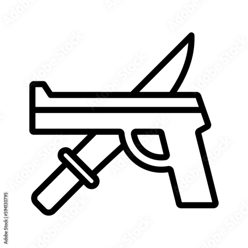 Criminal outline icon for law, crime, pistol, gun, weapon, revolver, miscellaneous, evidence, and blade logo